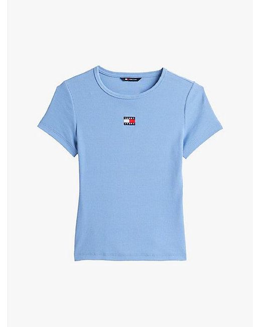 Camiseta Acanalada Con Parche De Corte Slim Tommy Hilfiger de color Blue