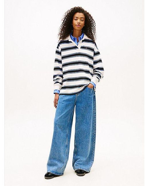 Tommy Hilfiger Medium Rise Loose Jeans Met Fading in het Blue