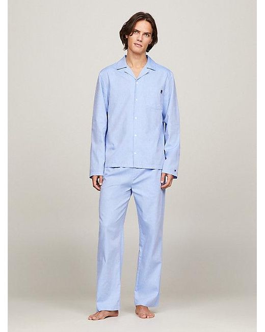 Tommy Hilfiger Th Monogram Geweven Pyjama-overhemd in het Blue voor heren