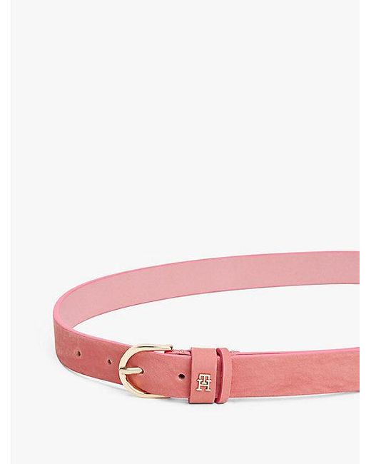 Cinturón Con Monograma Th En Jacquard Tommy Hilfiger de color Pink