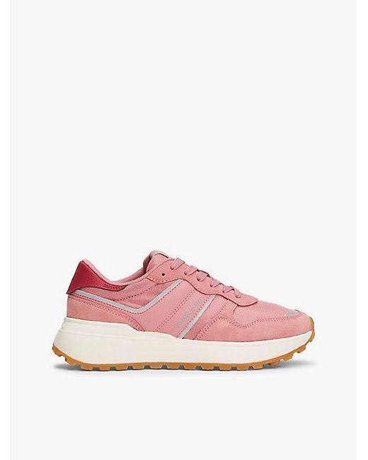 Tommy Hilfiger Suède Sneaker Met Profielzool in het Pink