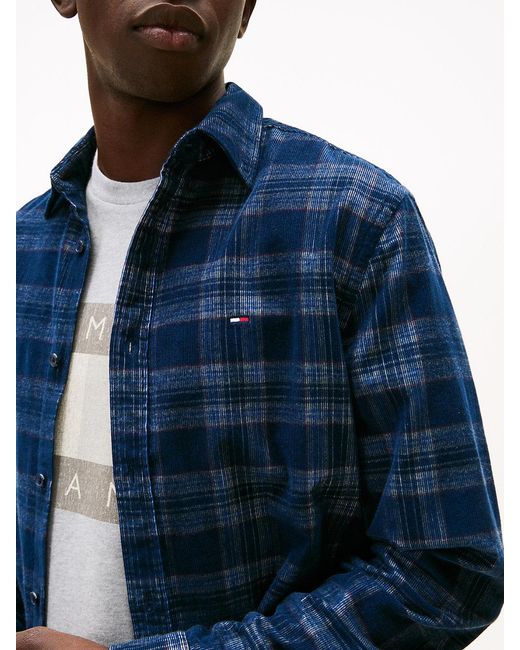 Tommy Hilfiger Blue Regular Fit Prince Of Wales Check Corduroy Shirt for men