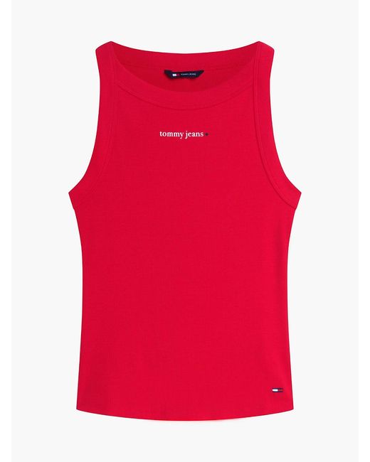 Tommy Hilfiger Red Logo Ribbed Slim Tank Top