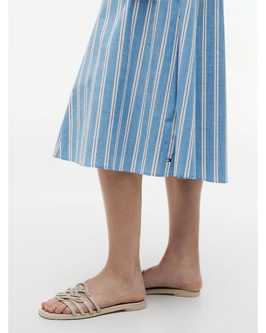 Tommy Hilfiger Blue Tie Detail Cap Sleeve Midi Shirt Dress