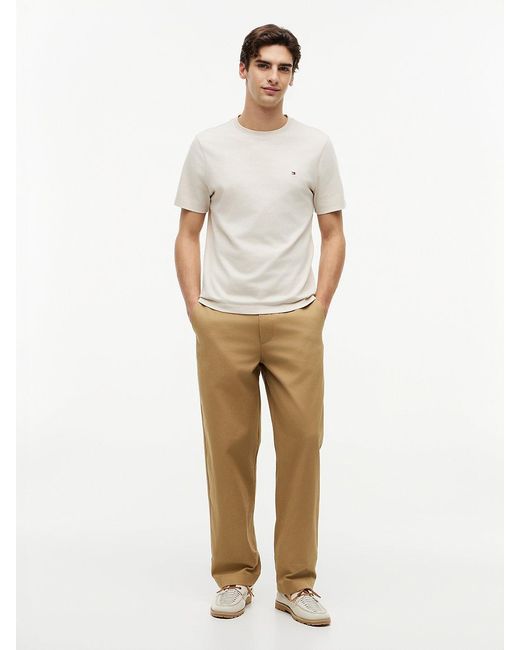 Tommy Hilfiger Natural Flag Embroidery Crew Neck T-shirt for men