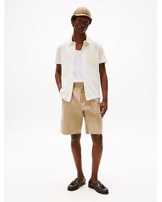 Tommy Hilfiger Regular Opengebreid Overhemd Met Korte Mouwen in het White voor heren