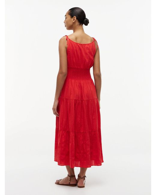 Tommy Hilfiger Red Self-Tie Strap Smock Midi Dress