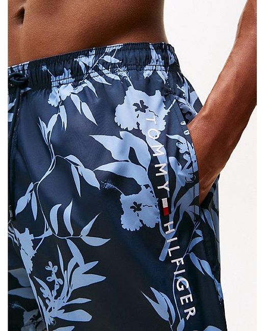 Tommy Hilfiger Original Medium Lange Zwemshort Met Print in het Blue voor heren