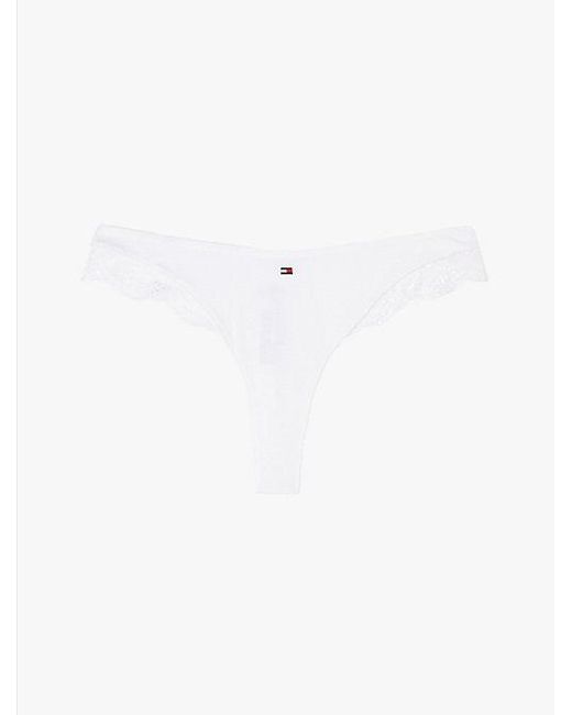 Tommy Hilfiger White String Mit Spitzenbesatz