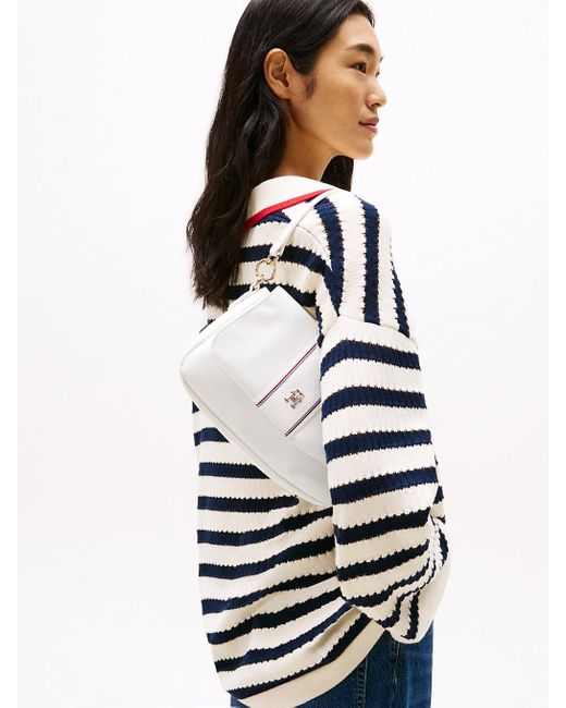 Tommy Hilfiger White Th Monogram Crossbody Shoulder Bag