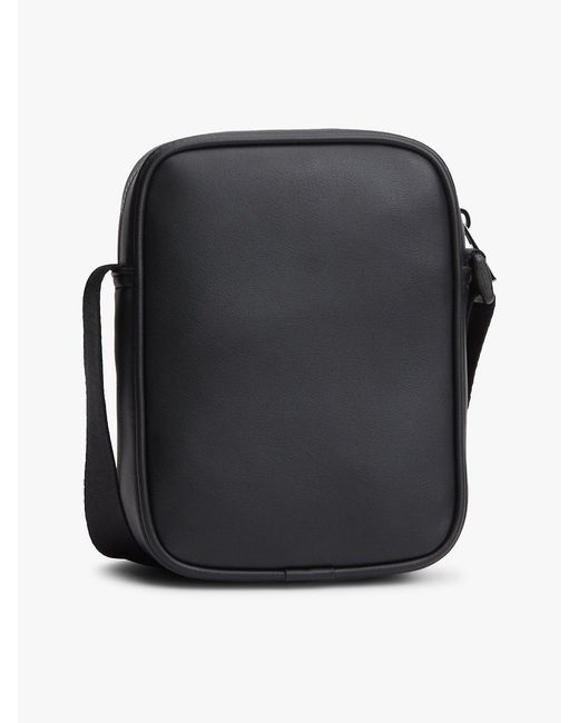 Tommy Hilfiger Black Signature Tape Crossbody Reporter Bag for men
