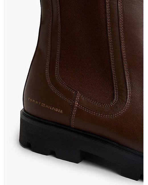 Tommy Hilfiger Halfhoge Chelsea Boot Van Leer Met Profiel in het Brown