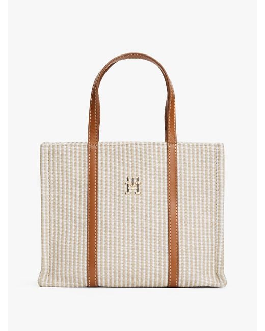 Tommy Hilfiger Natural Th Monogram Crossbody Beach Tote Bag