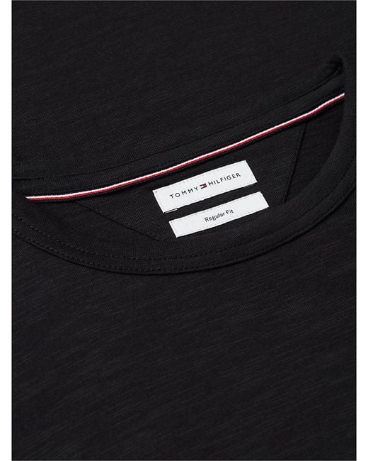 Tommy Hilfiger Black Flag Embroidery Textured Crew Neck T-Shirt for men