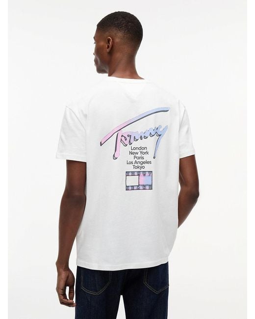 Tommy Hilfiger White Signature Logo Crew Neck T-Shirt for men