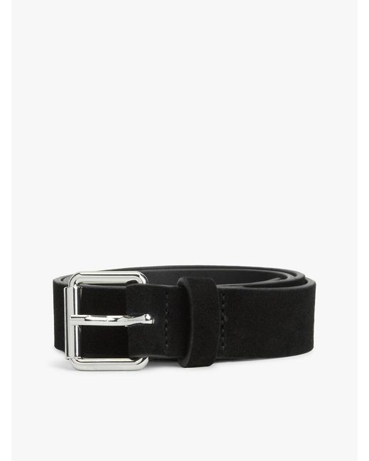 Tommy Hilfiger Black Metal Logo Suede Belt