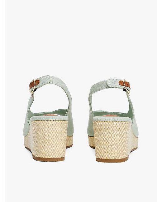 Tommy Hilfiger White Slingback-Espadrille Aus Canvas Mit Keilabsatz