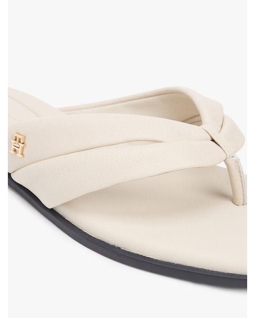 Tommy Hilfiger White Leather Toe Post Flat Sandals