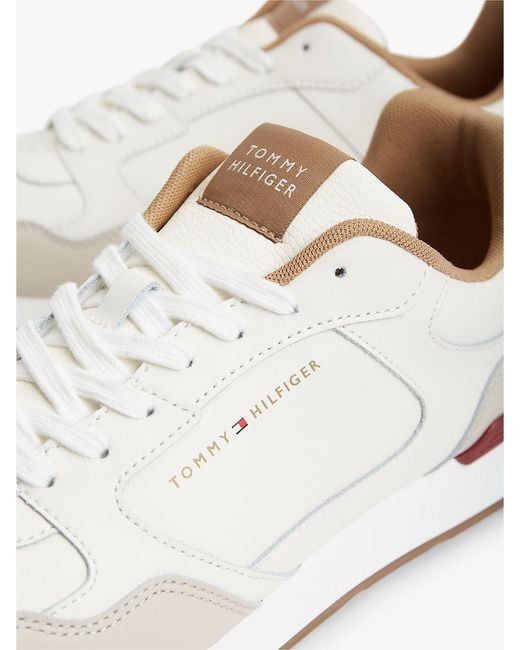 Tommy Hilfiger White Logo Lightweight Trainers With Leather for men