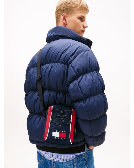 Tommy Hilfiger Blue Archive Colour-Blocked Crossbody Reporter Bag for men