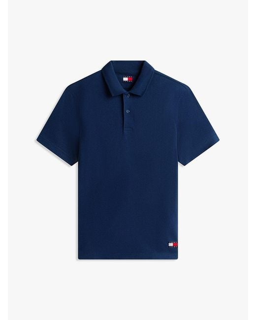 Tommy Hilfiger Blue Tommy Badge Regular Fit Waffle Knit Polo Shirt for men