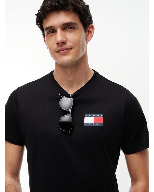 Tommy Hilfiger Black Logo Slim Jersey Crew Neck T-shirt for men