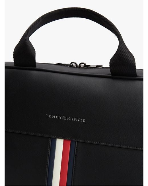 Tommy Hilfiger Black Signature Tape Crossbody Laptop Bag for men