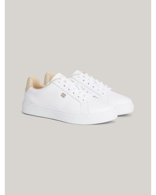 Tommy Hilfiger White Essential Leather Cupsole Court Trainers
