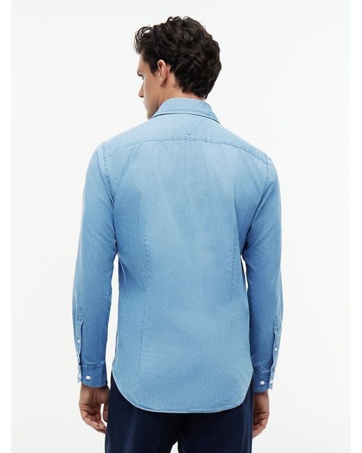 Tommy Hilfiger Blue New York Label Slim Fit Denim Shirt for men