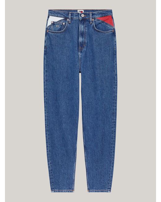 Tommy Hilfiger Blue Mom Ultra High Rise Tapered Contrast Pocket Jeans