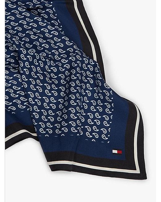 Pañuelo Estampado De Mezcla De Seda Tommy Hilfiger de hombre de color Blue