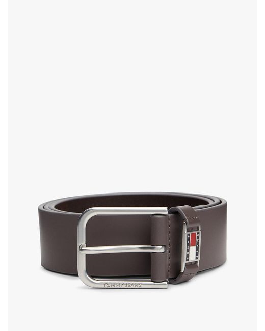Tommy Hilfiger Gray Scanton Debossed Square Buckle Leather Belt for men