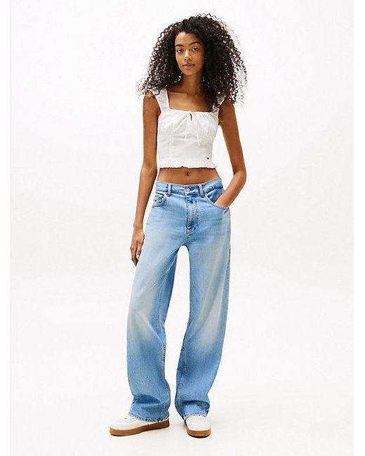 Tommy Hilfiger White Ärmellose Cropped Extra Slim Fit Bluse
