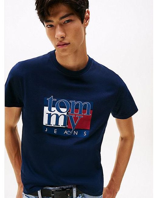 Camiseta Slim Con Logo Gráfico Tommy Hilfiger de hombre de color Blue