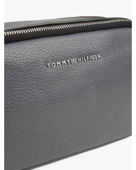 Tommy Hilfiger Gray Premium Leather Logo Camera Bag for men