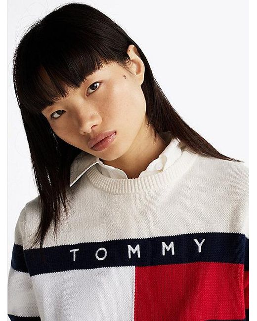 Jersey Color Block De Corte Amplio Con Logo Tommy Hilfiger de color Gray
