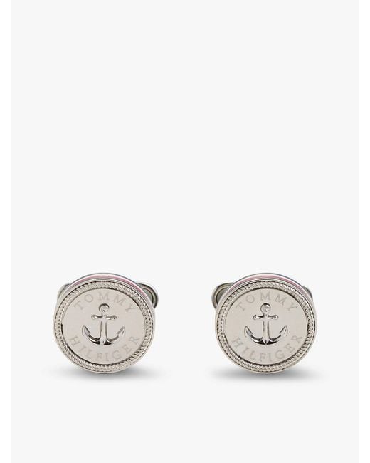 Tommy Hilfiger Metallic Stainless Steel Signature Nautical Cufflinks for men