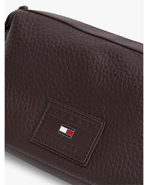 Tommy Hilfiger Brown Logo Leather Crossbody Camera Bag for men
