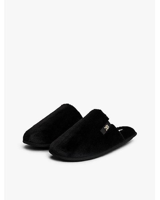 Tommy Hilfiger Pantoffel Van Imitatiebont Met Th-Monogram in het Black