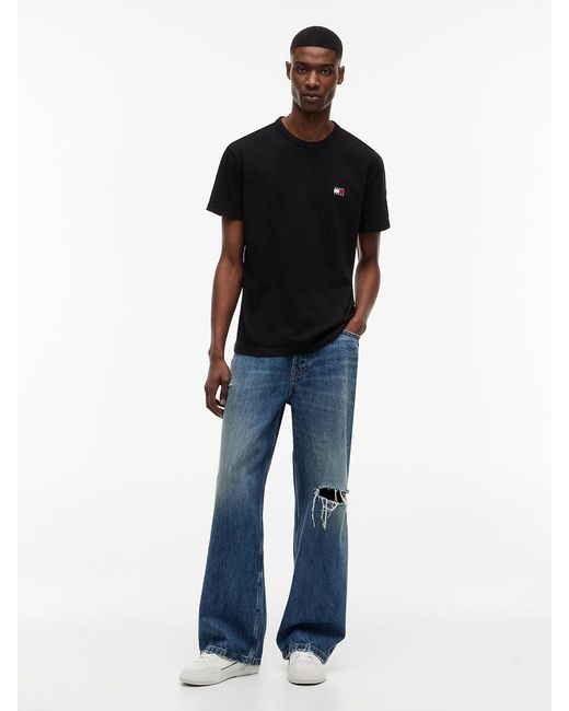 Tommy Hilfiger Black Short Sleeve Solid Cotton Graphic T-shirts for men