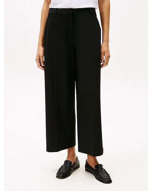 Tommy Hilfiger Cropped Broek Met Wijde Fit En Anti-Kreuk in het Black