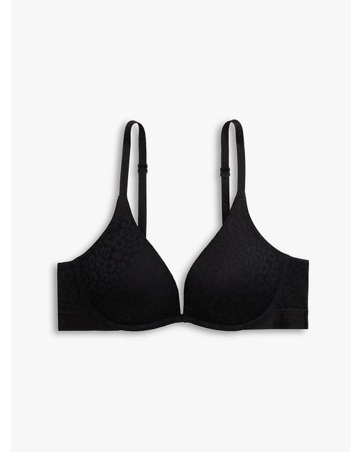 Tommy Hilfiger Orange Leopard Lace Plunge Push-Up Bra