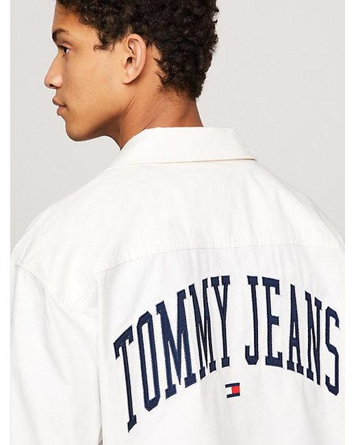 Tommy Hilfiger Varsity Oversized Overshirt Met Logo in het White voor heren