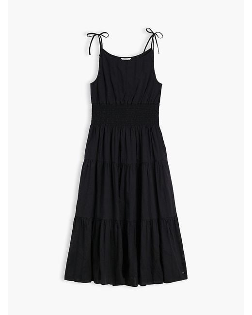 Tommy Hilfiger Black Self-Tie Strap Smock Midi Dress