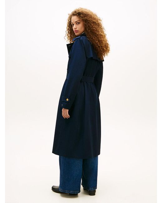 Tommy Hilfiger Blue Tone Button Slim Trench Coat