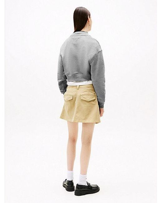Tommy Hilfiger Cropped Sweatshirt Met Ronde Hals in het Gray
