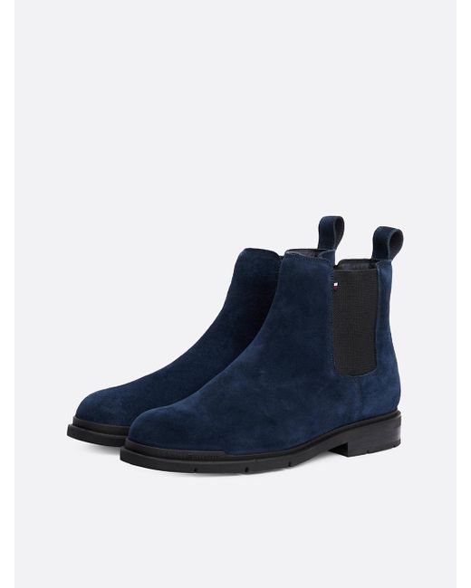 Tommy Hilfiger Blue Suede Warm Lined Chelsea Boots for men