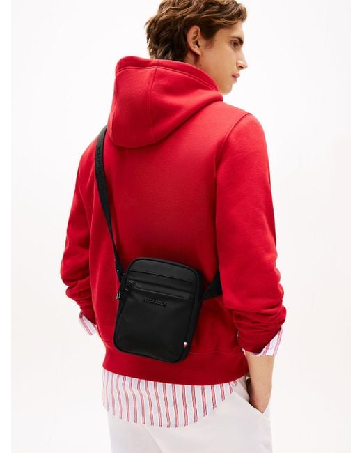 Tommy Hilfiger Green Textured Logo Crossbody Reporter Bag for men