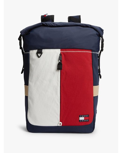 Tommy Hilfiger Blue Archive Textile Easy Access Flap Backpack for men