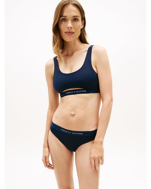 Tommy Hilfiger Blue Original Logo Brazilian Bikini Bottoms
